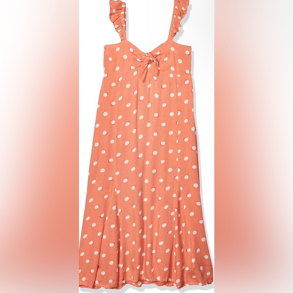 BILLABONG Women’s Sunset Orange Big Love Tied Polka Dot Dress